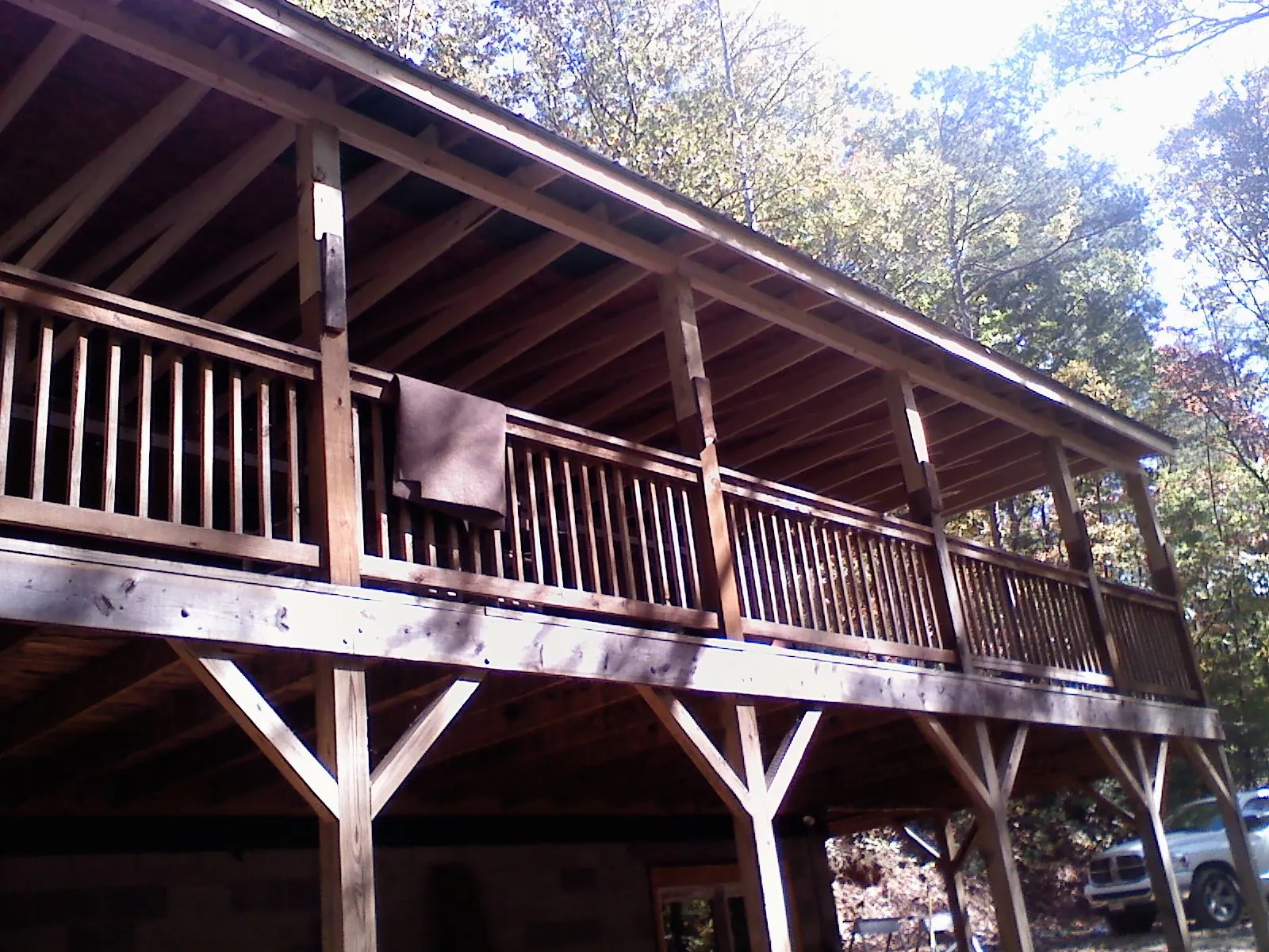 Timber framing under a new elevated porch and deck — Roof Leak Repair in Saukville by Roofing Brothers